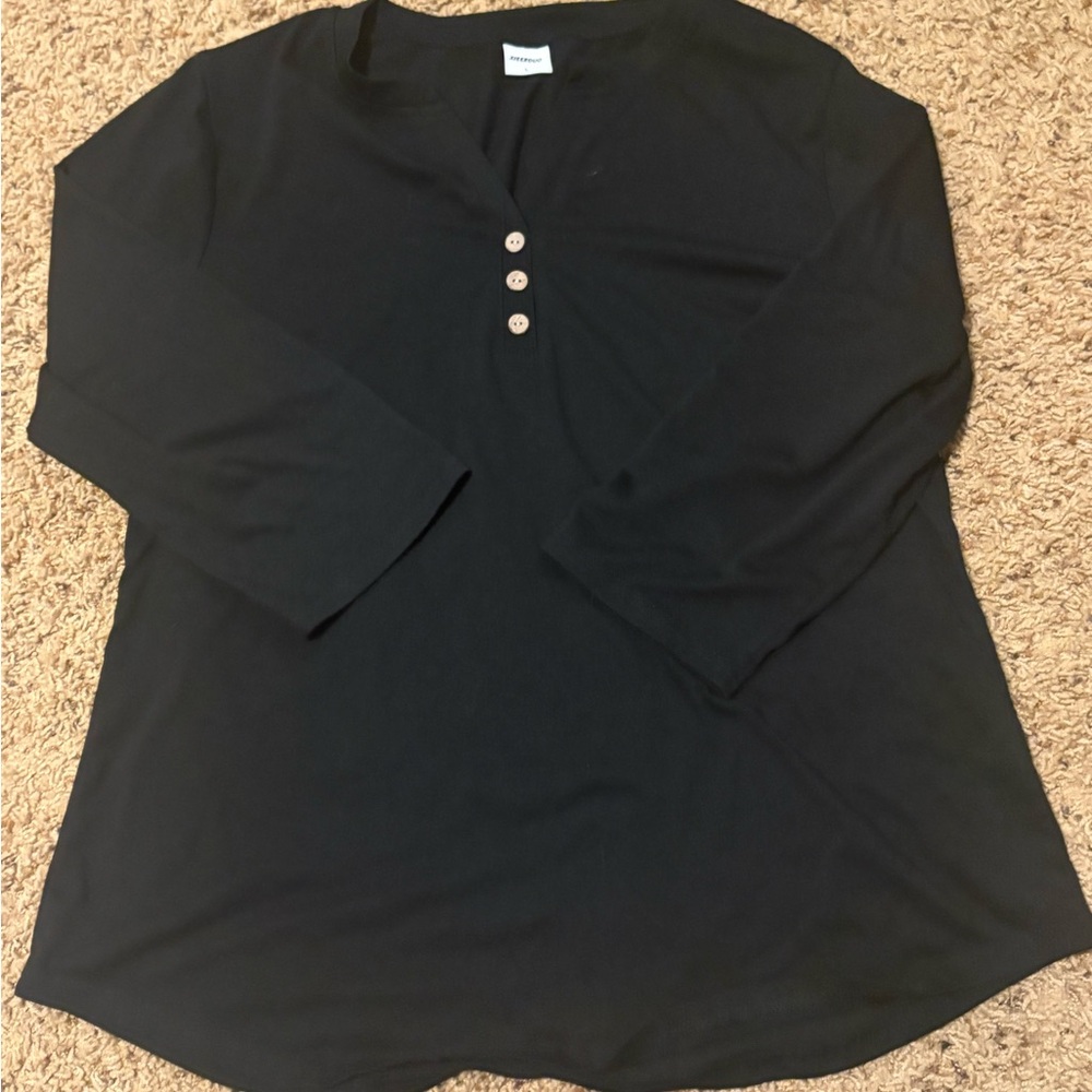 Black Henley Long-Sleeve Shirt - Classic Top
